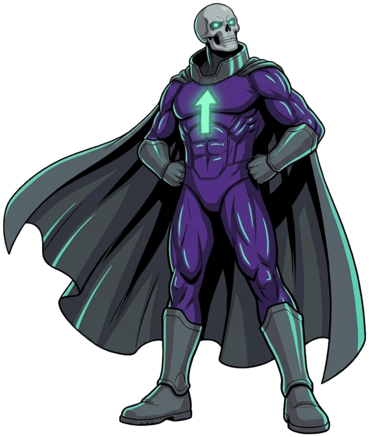 Lord Greyskull, confident hands-on-hips stance