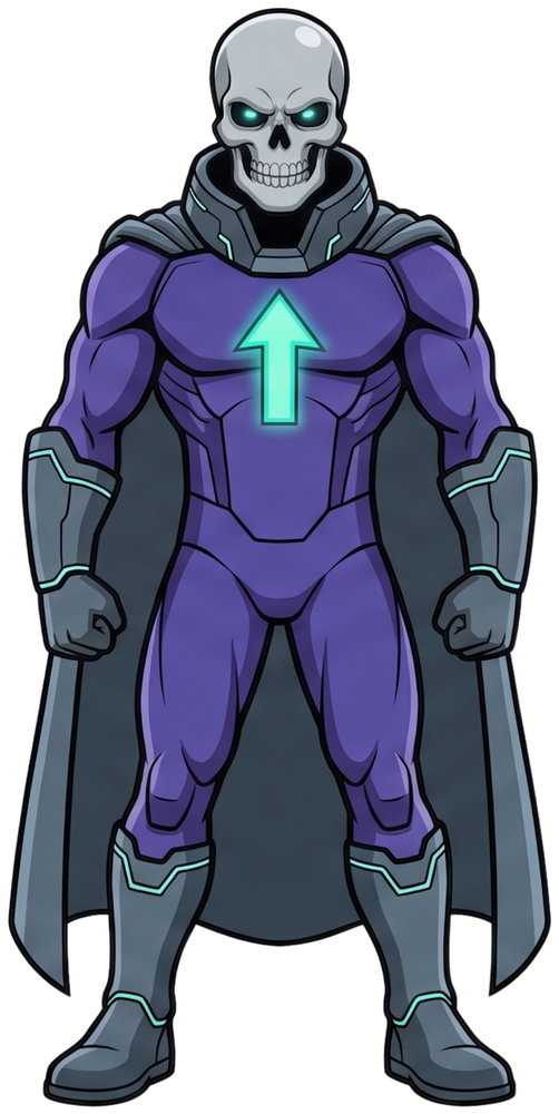 Lord Greyskull standing tall, arms at sides, confident